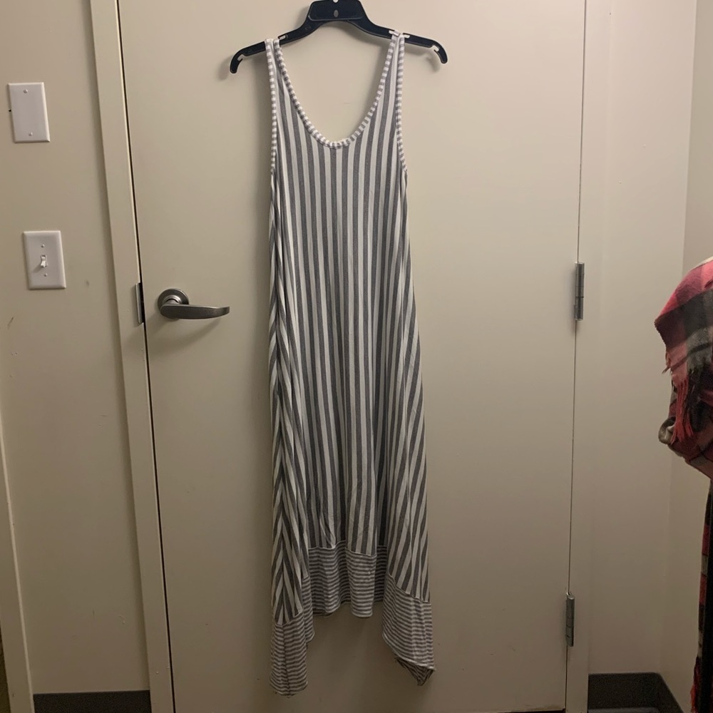 Grey Striped Long Dress